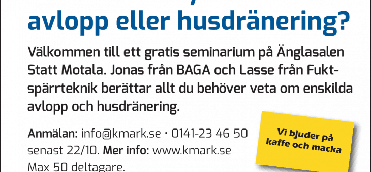 HUSDRÄNERING / ENSKILT AVLOPP SEMINARIUM